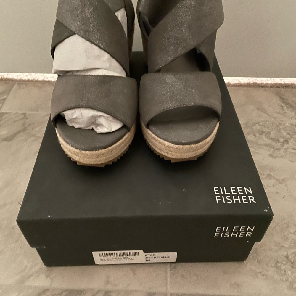 Eileen Fisher Sandals - leather espadrilles summer - Picture 6 of 7